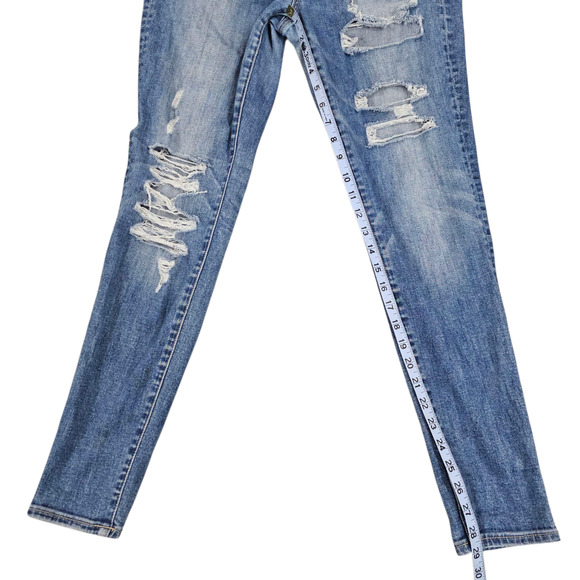 American Eagle Jeggings Womens Size 8 Blue Distressed Denim Casual Super Stretch - Picture 14 of 15